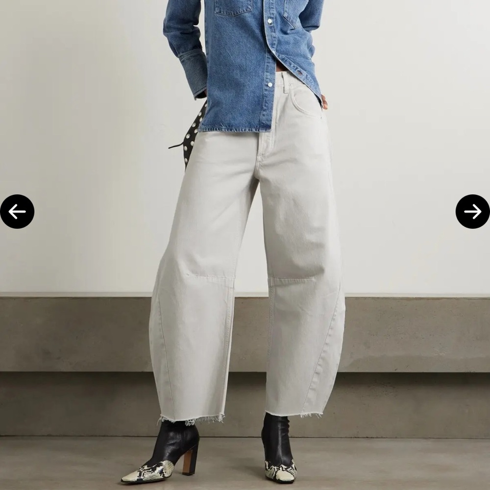 CITIZENS OF HUMANITY Horseshoe high-rise barrel-leg jeans Size 25 Light Grey